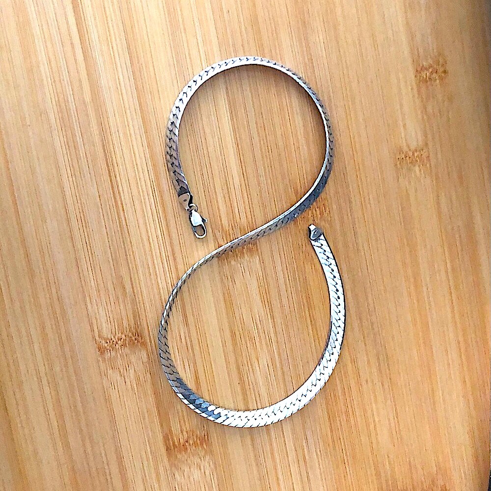 $198 Herringbone Estate Necklace Sterling Silver 34 Grams 925 ITALY - Picture 1 of 8